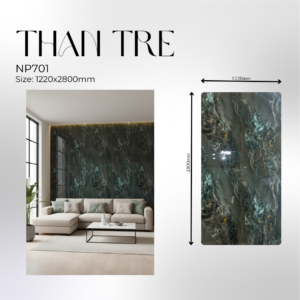 Tấm ốp than tre vân đá marble xanh - Np701